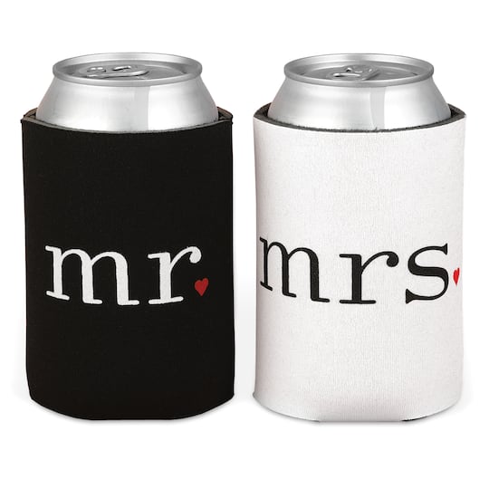 Hortense B. Hewitt Co. Mr. & Mrs. Can Coolers in Black/White | 4.25" | Michaels®